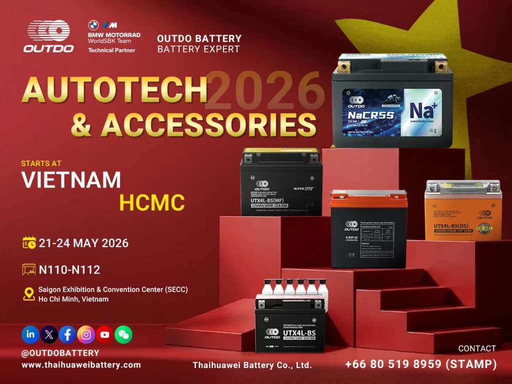 ไทยหัวเวย แบตเตอรี่ ในงาน Autotech and Accessories 2026 ณ นครโฮจิมินห์ เวียดนาม นำเสนอแบตเตอรี่มอเตอร์ไซค์