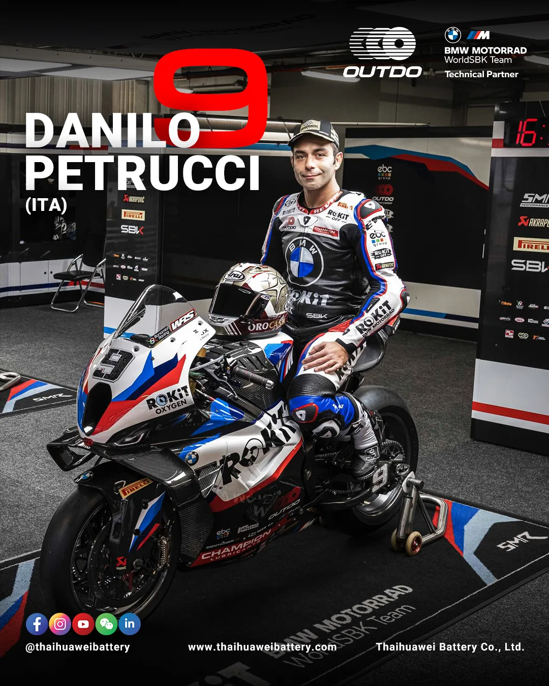 Danilo Petrucci, rider #9 for the ROKiT BMW Motorrad WorldSBK Team in 2026