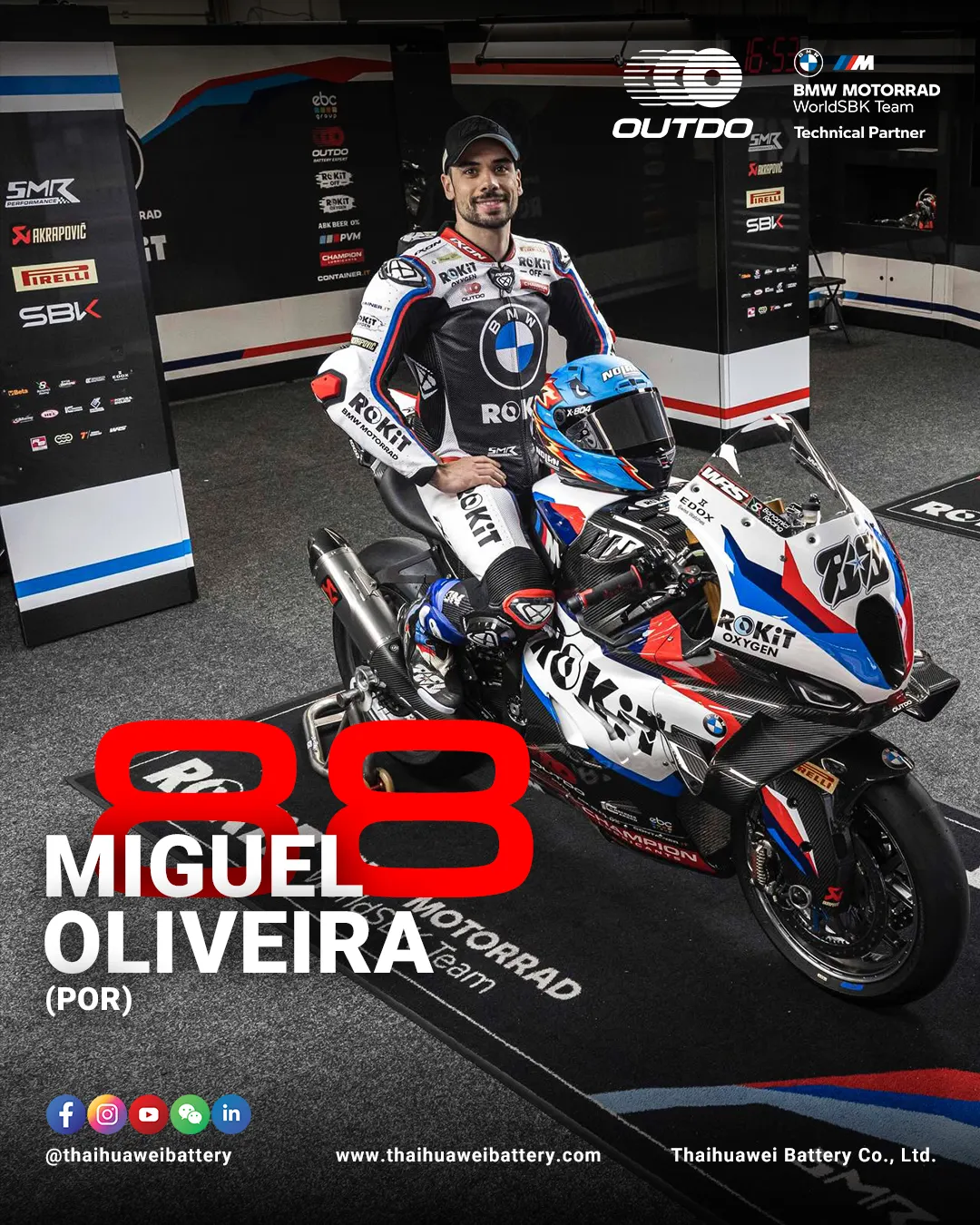 Miguel Oliveira, rider #88 for the ROKiT BMW Motorrad WorldSBK Team in 2026