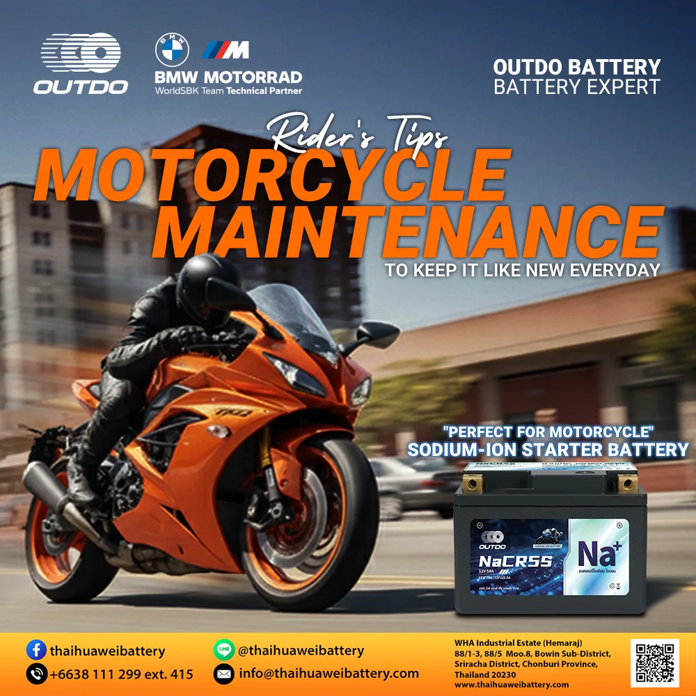 Rider's tips for motorcycle maintenance featuring Thaihuawei Outdo Sodium-ion battery