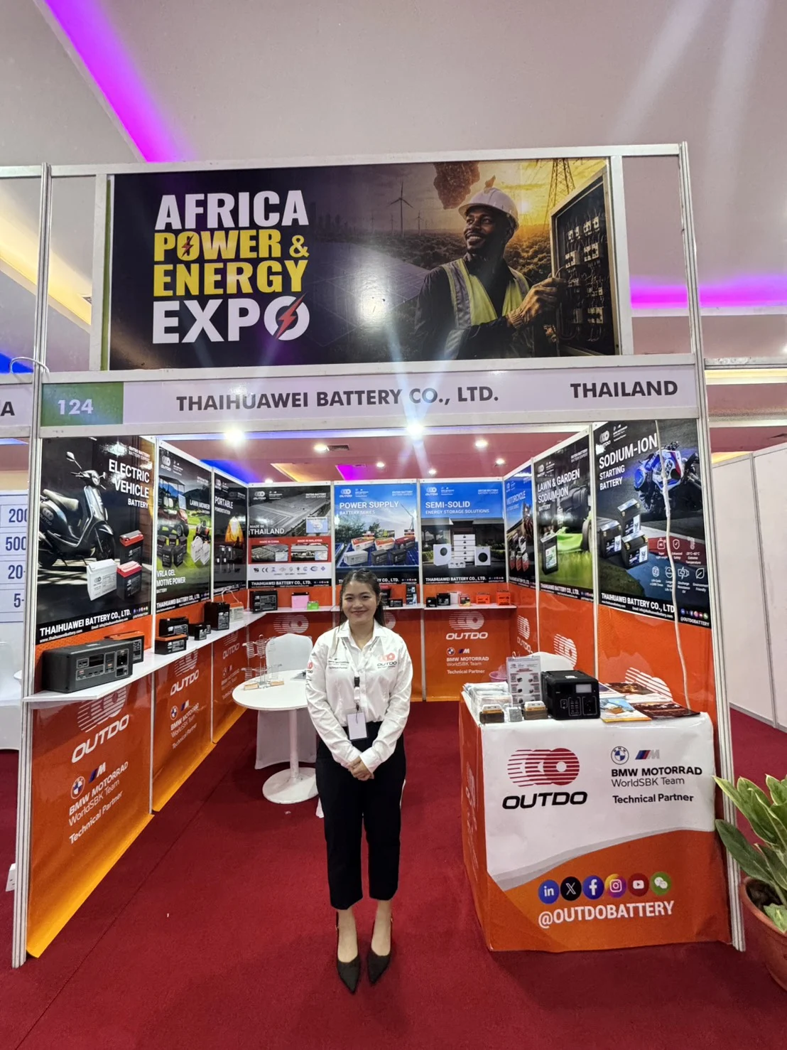 Thaihuawei Battery booth under the Africa Power & Energy Expo banner in Dar es Salaam